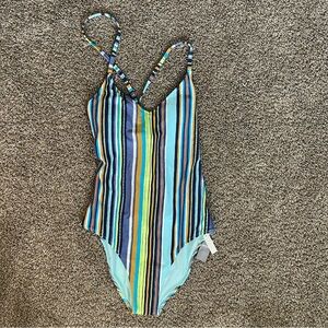 Aerie Swimsuit One Piece Full Coverage Striped Beach Women’s Size Small BNWT